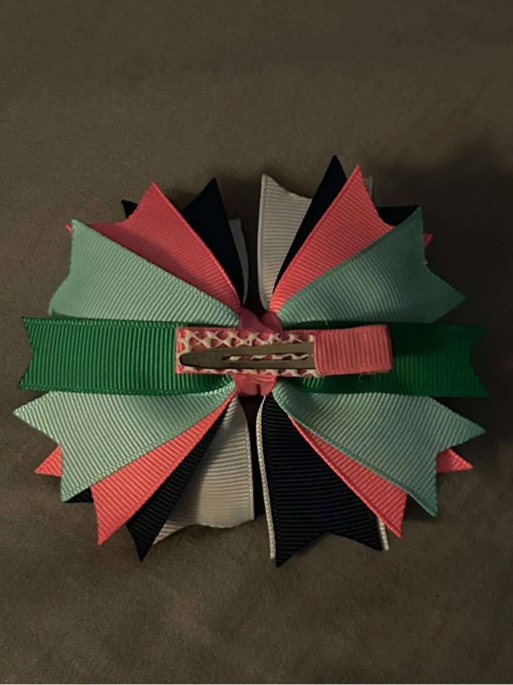 Little Mermaid Themed Layered Hair Bow - Red & Green